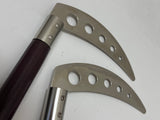 Competition Purple Heart Wood Kamas W/ Long Handles 12" Kama