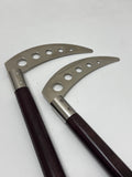 Competition Purple Heart Wood Kamas W/ Long Handles 12" Kama