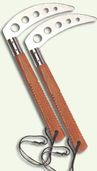 Red Oak Wood Handle Steel Blade Competition Kamas Long Handle with Handgrips - 10"