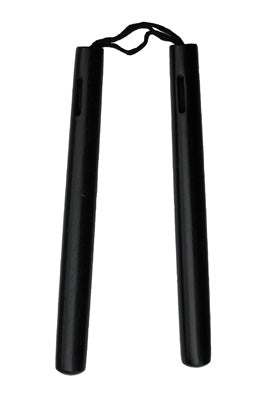 Black Round Cord Nunchaku are made of Red Oak and finished with a black lacquer paint. The Nunchaku handles are 12" in length. Nunchaku, well known for its versatility and lightning-quick strikes were made famous by Kung Fu action film star and philosopher, Bruce Lee. These weapons are favored by martial artists worldwide.