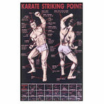 Poster Karate Striking, Pressure Point Dim Mak Striking Points Poster. 19.5" X 30