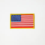 USA Flag Patch - Red White Blue with Gold Border - Embroidery Style - Cotton
