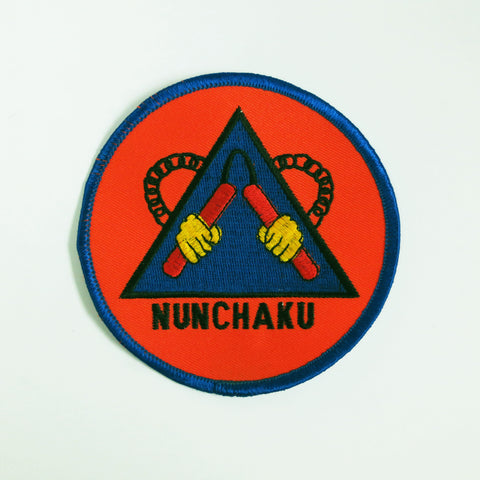 Nunchaku Patch - Red/Blue/Yellow - Embroidery Style - Cotton