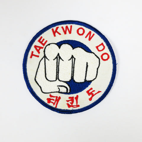 Tae Kwon Do Fist Patch - White - Embroidery Style - Cotton
