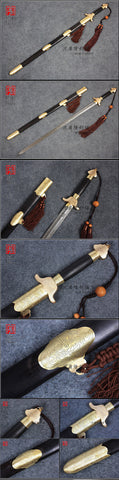 Qing Empire (Kin Loung) Damascus Steel Straight Sword