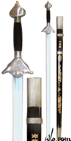Chromed Steel Straight Sword with Sheath Semi Stiff Blade