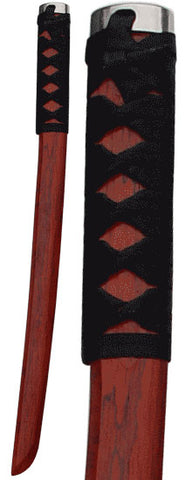 Cherry Oak Shoto Practice Short Sword w/ Black Rope Grip 22"